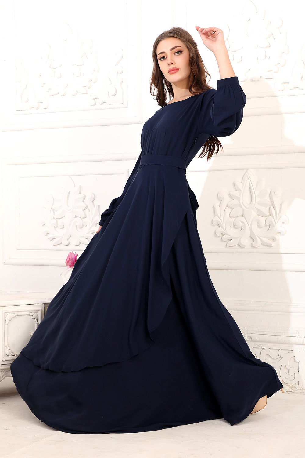 maxi party wear dress Black Velvet One Shoulder full Seleve Maxi Dress Elegant Party Wear Sera