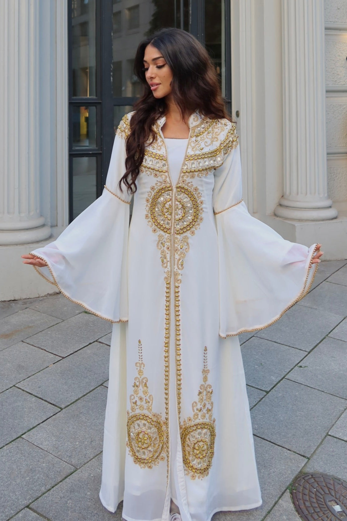 Embroidered Caftan Cocktail Party Gown Embroidered Caftan Cocktail Party Gown
