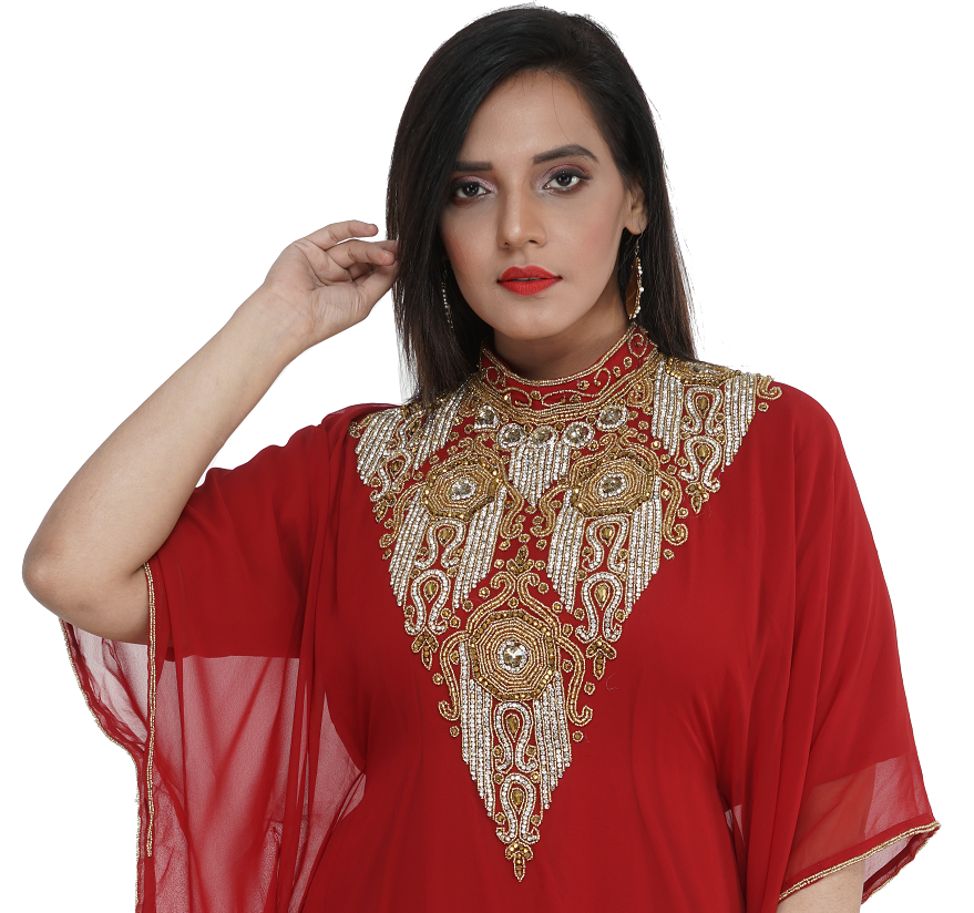 beach kaftan dress Farasha Gown Beach Kaftan Dress 2XL / 60 Inches / Matching Embroidered Scarf (24 X 71 Inches)