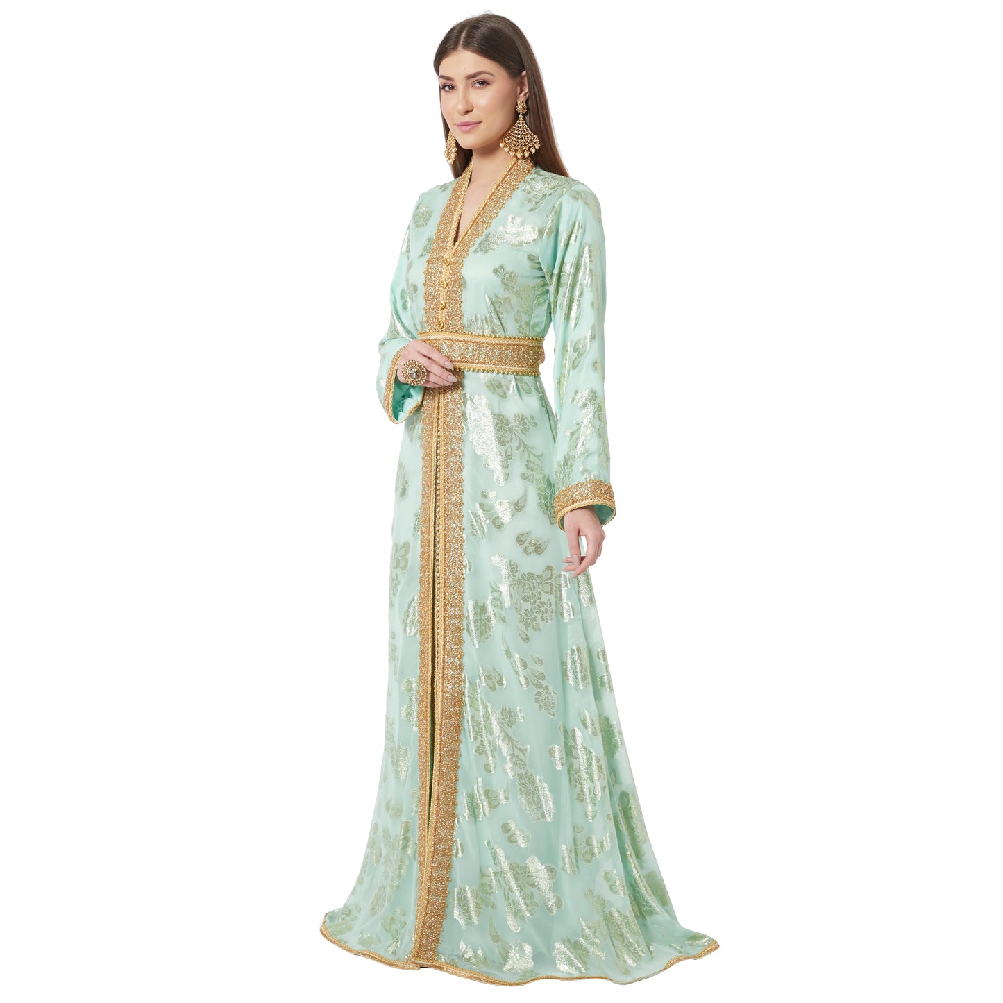 Designer Jellebiya Arabian Party Dress Khaleeji Thobe in Brasso Fabric - Maxim Creation