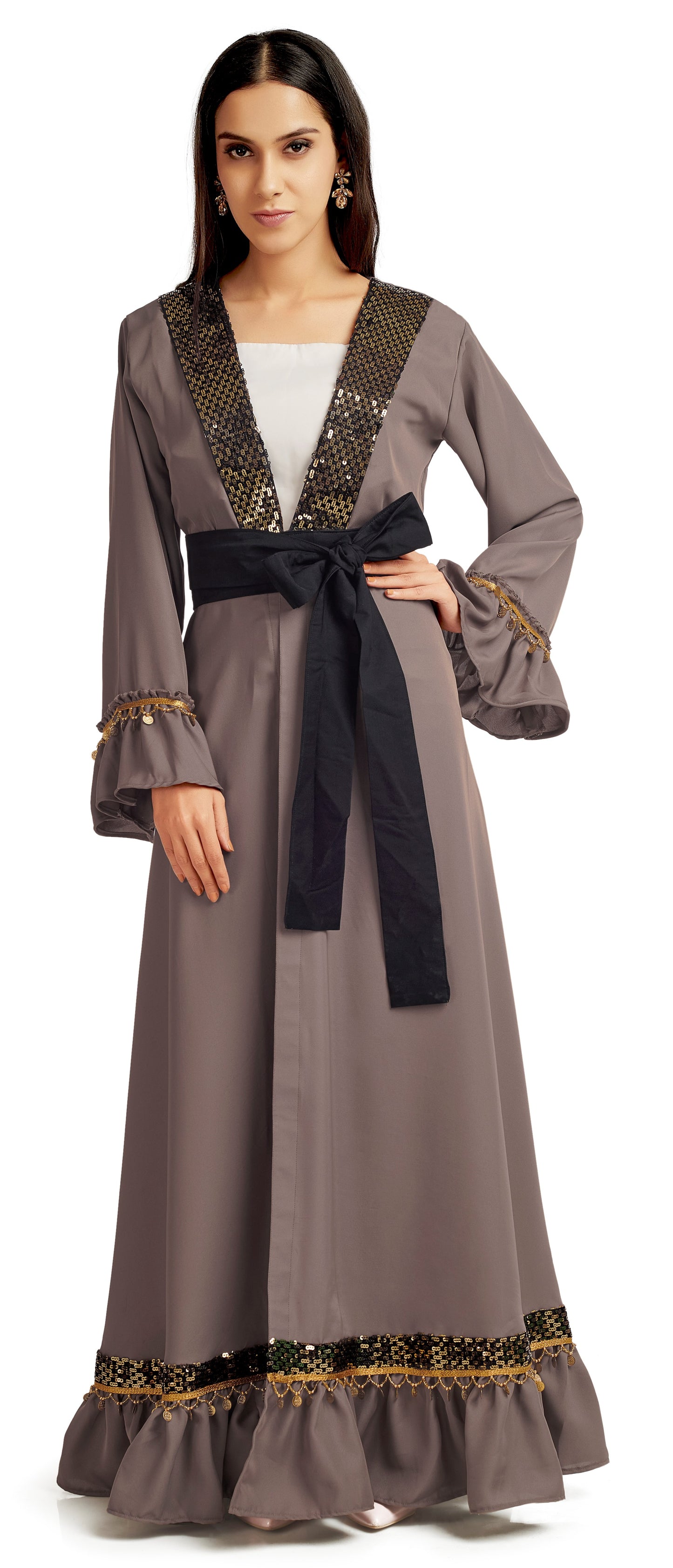 Designer Cardigan & Belt with Chic Embroidery Lace - Maxim Creation