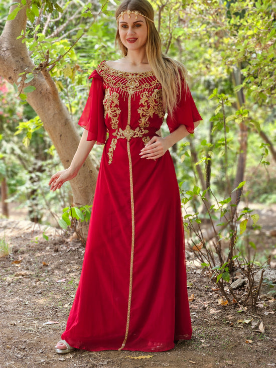 Hand Embroidered Djellaba Party Maxi Dress
