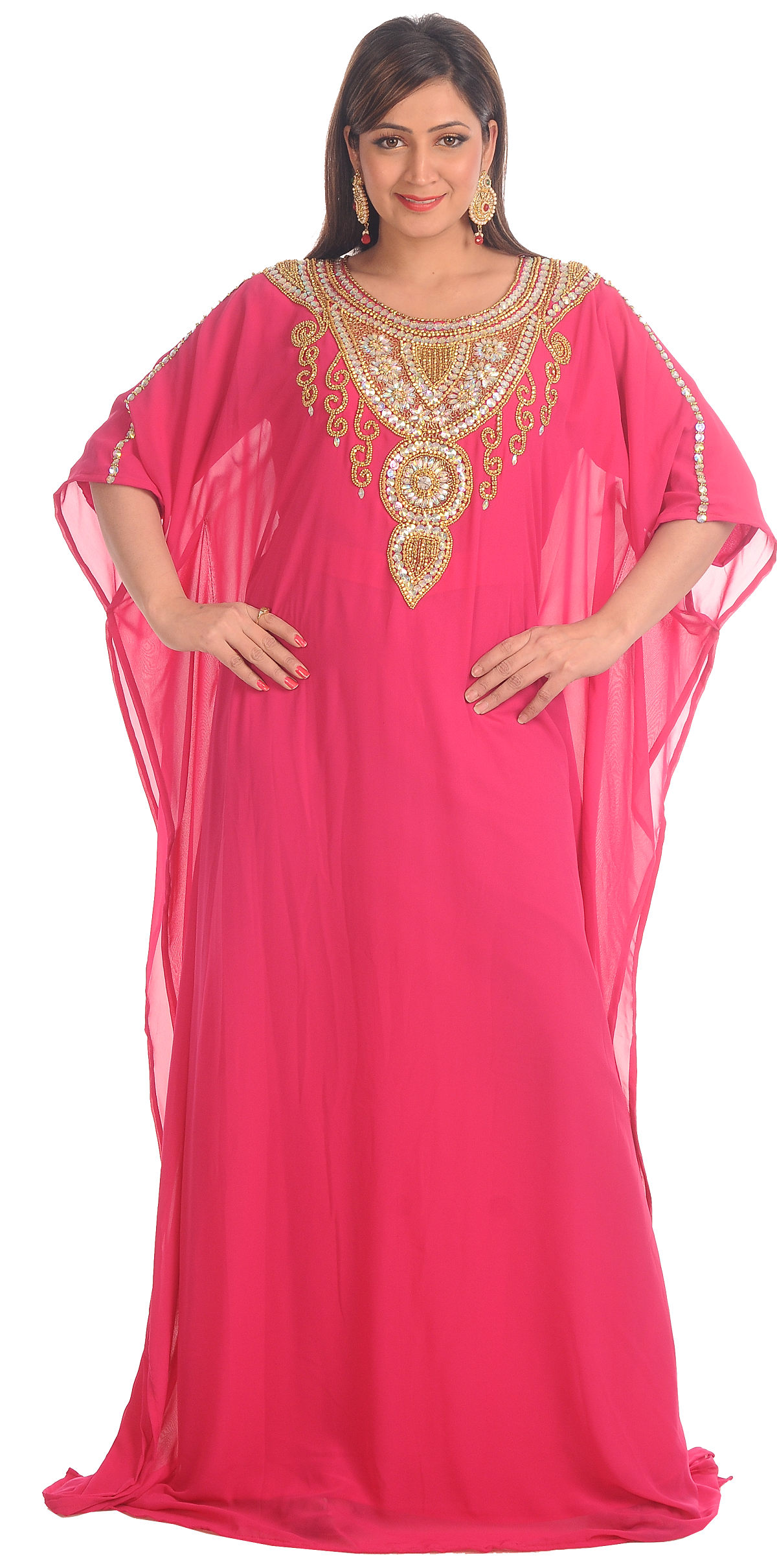 Kurti Poncho Bollywood Style Pink Farasha Maxi - Maxim Creation