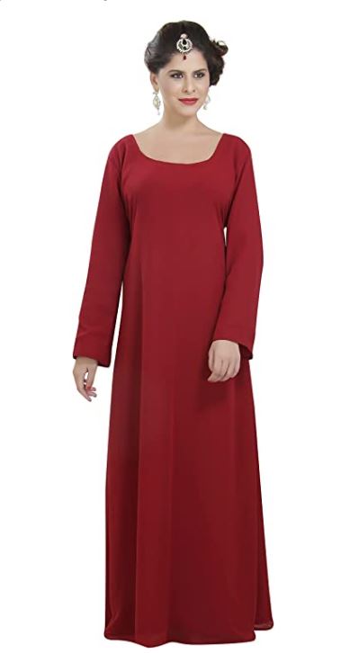 Plain Inner Maxi Home Gown Night Gown in Dark Red - Maxim Creation