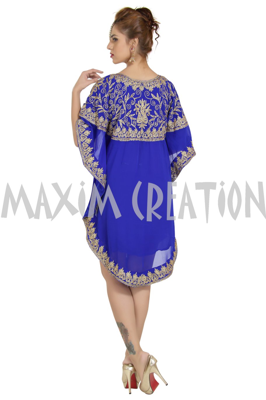 Embroidered Dress Knee Length Tunic Gown Embroidered Dress Knee Length Tunic Gown
