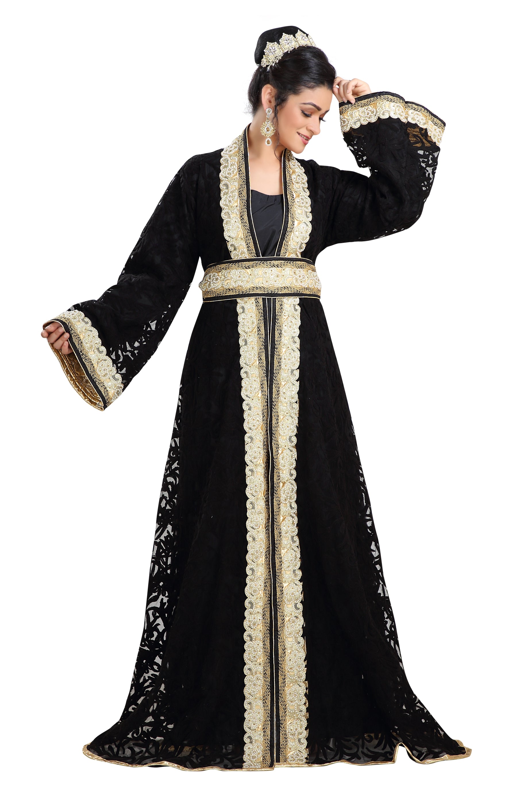 modern arabian dresses Modern Kaftan Dress Arabian Gown 5XL / 52 Inches / No Scarf