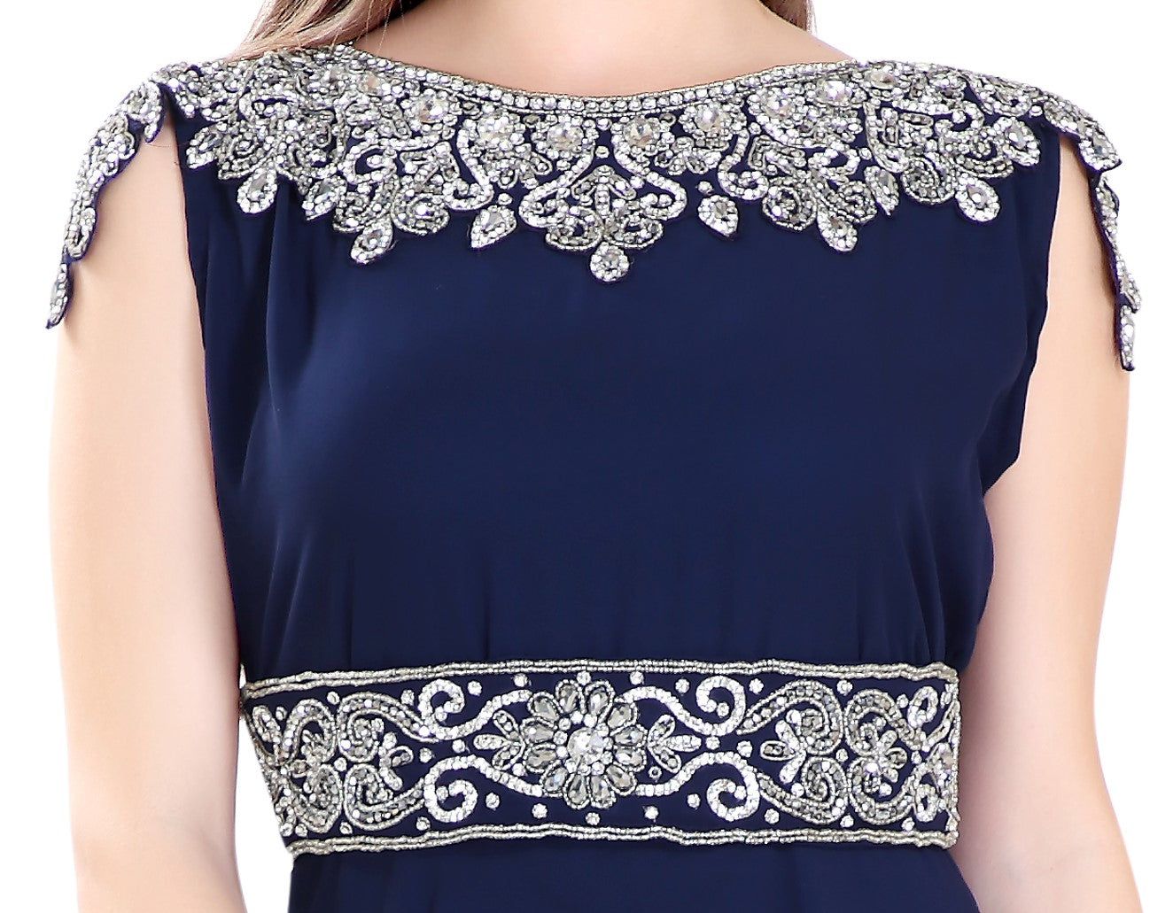 Cocktail Party Dress Arabian Maxi L / 52 Inches / Matching Embroidered Scarf (24 X 71 Inches)