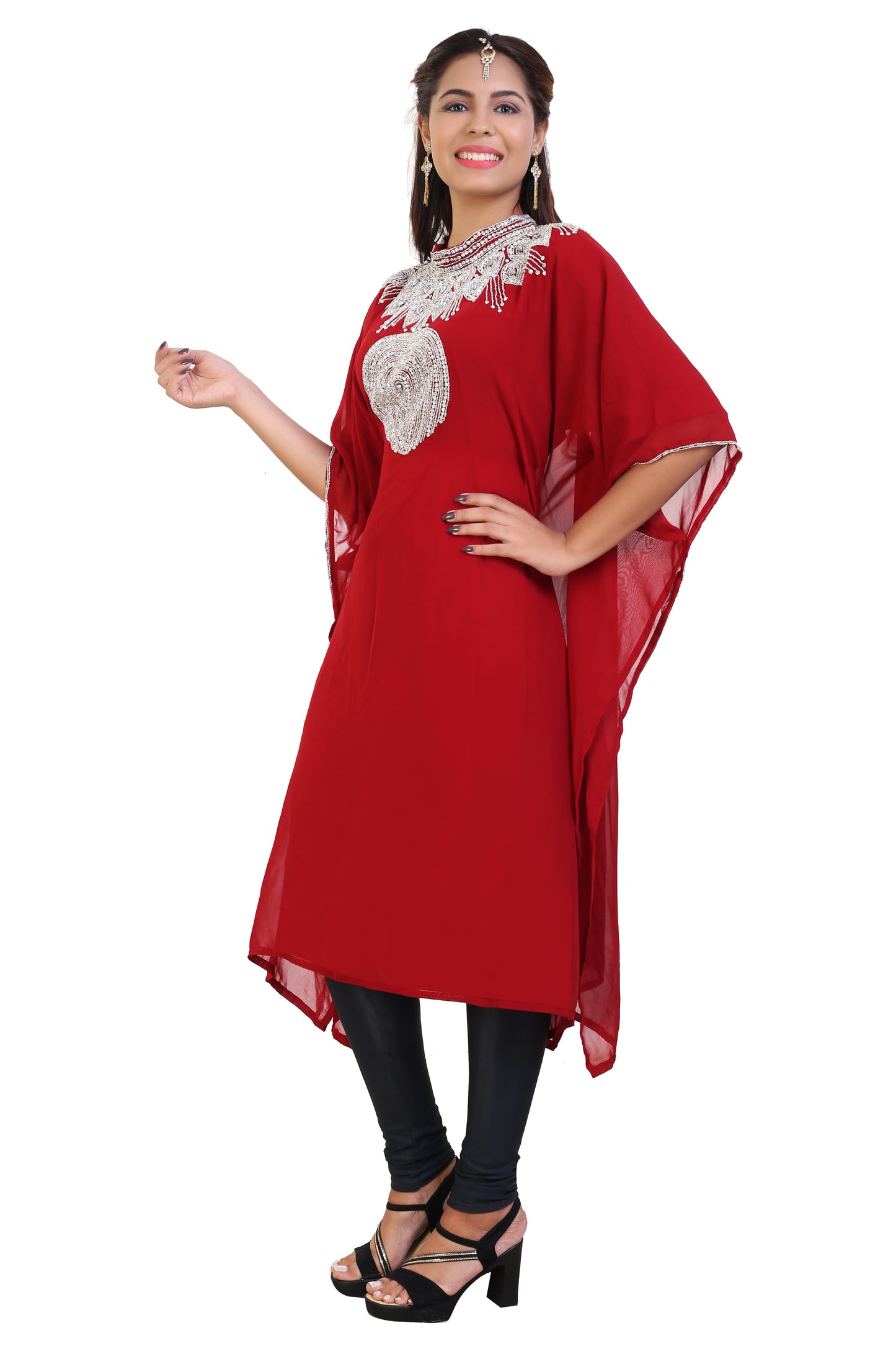Embroidered Kurti Knee Length Short Dress Tunic Gown - Maxim Creation