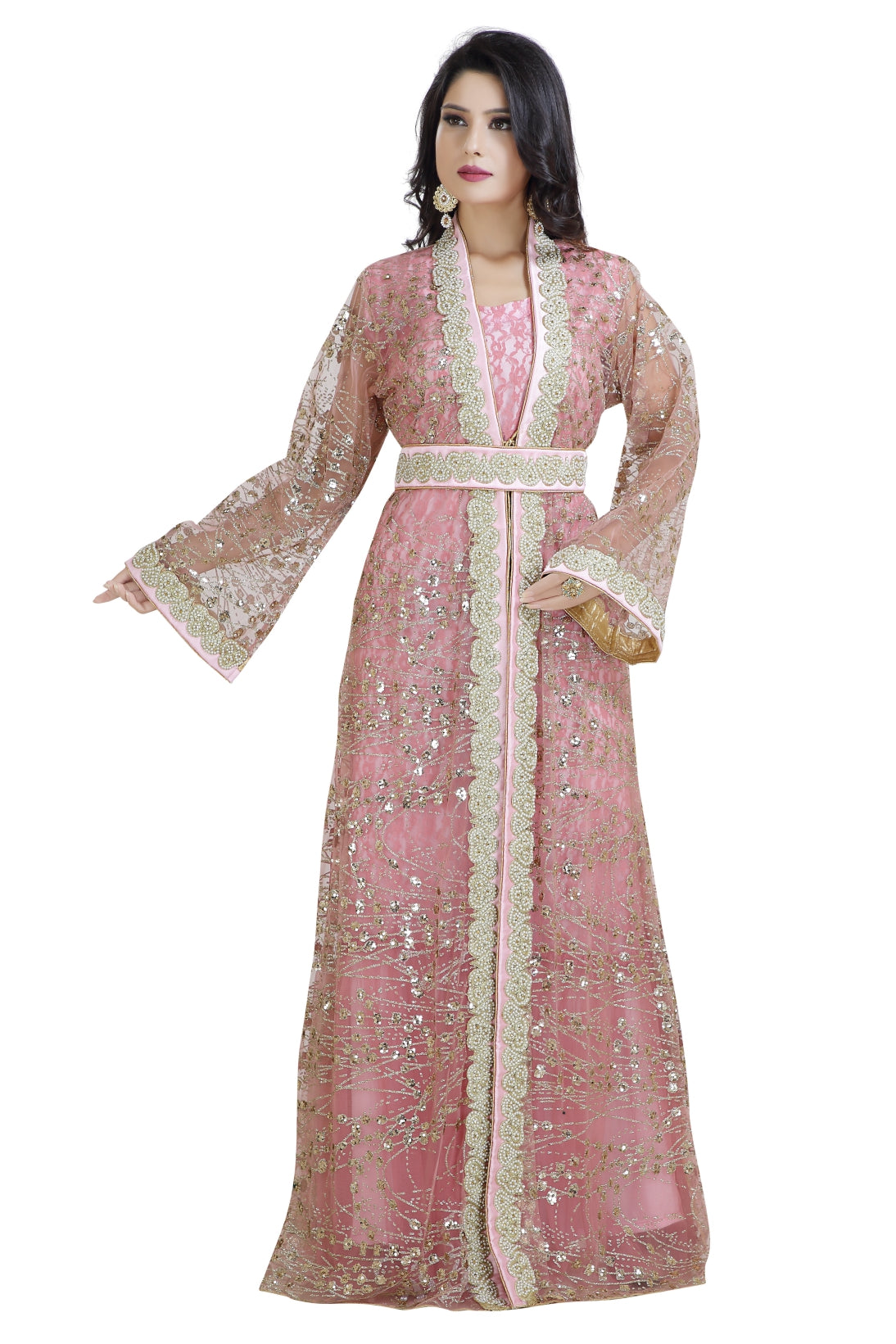 pink moroccan dress Moroccan Kaftan Moroccan pink kaftan made of silk with silver embroidery Kaftans from Suzy style at Boksha