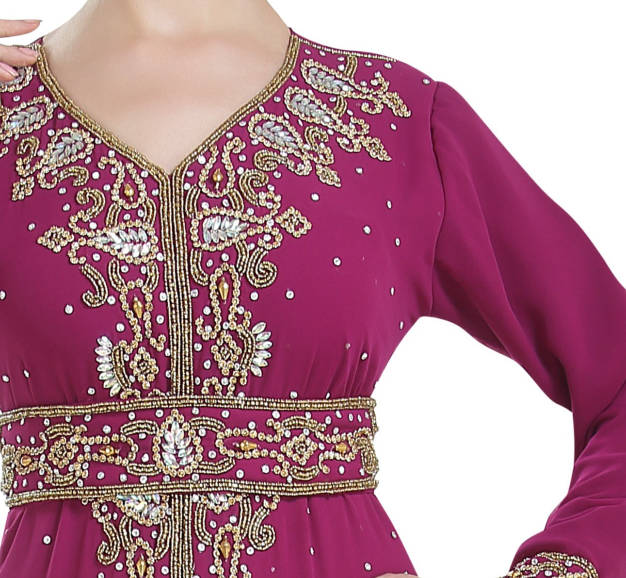 open lace back dress Embroidered Jallabiya Henna Party Dress XS / 60 Inches / No Scarf