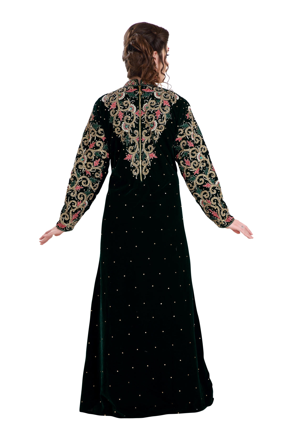 Wedding Gown in Black Velvet Fabric XS / 60 Inches / No Scarf