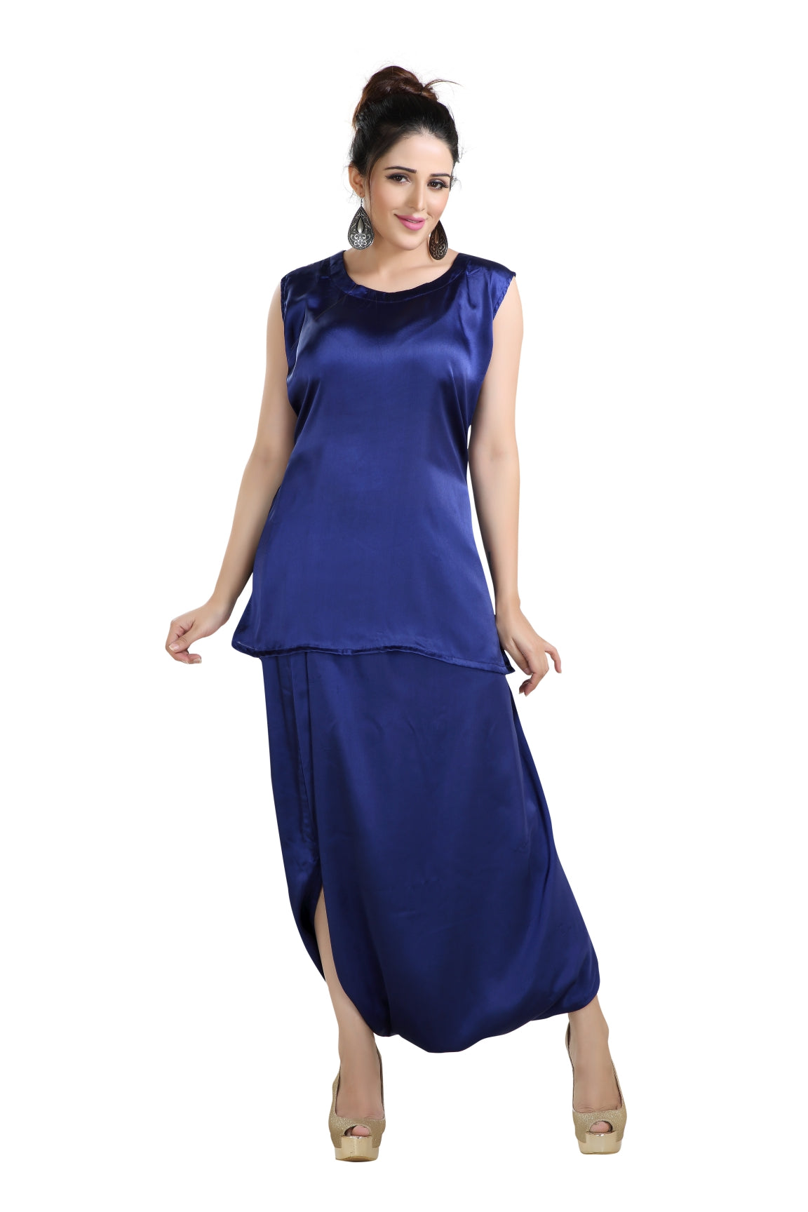 Arabian Dress Georgette With Satin Fabric Fustan 5XL / 60 Inches / Royal Blue Arabian Dress Georgette With Satin Fabric Fustan 5XL / 60 Inches / Royal Blue