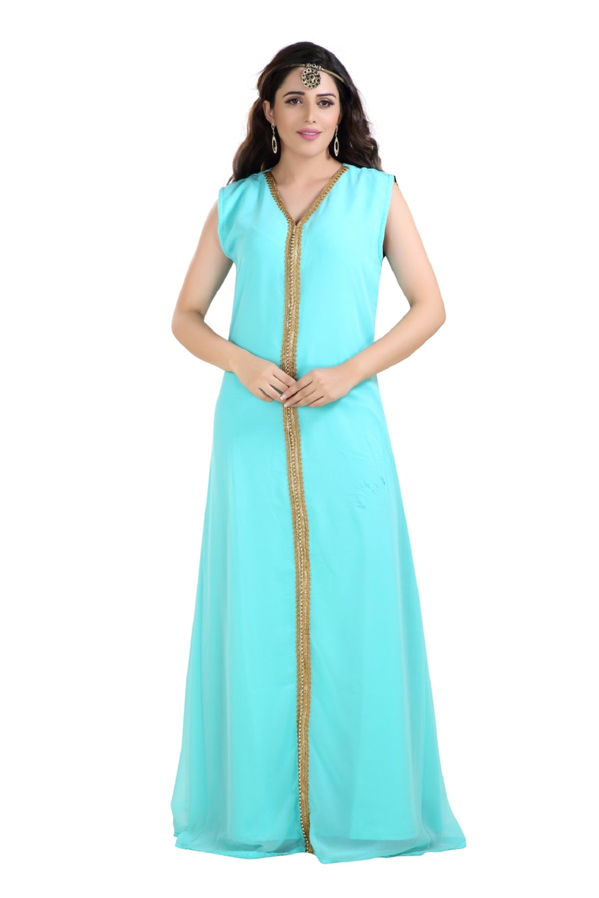 Arabian Maxi Dress Night Gown XS / 60 Inches / Pista