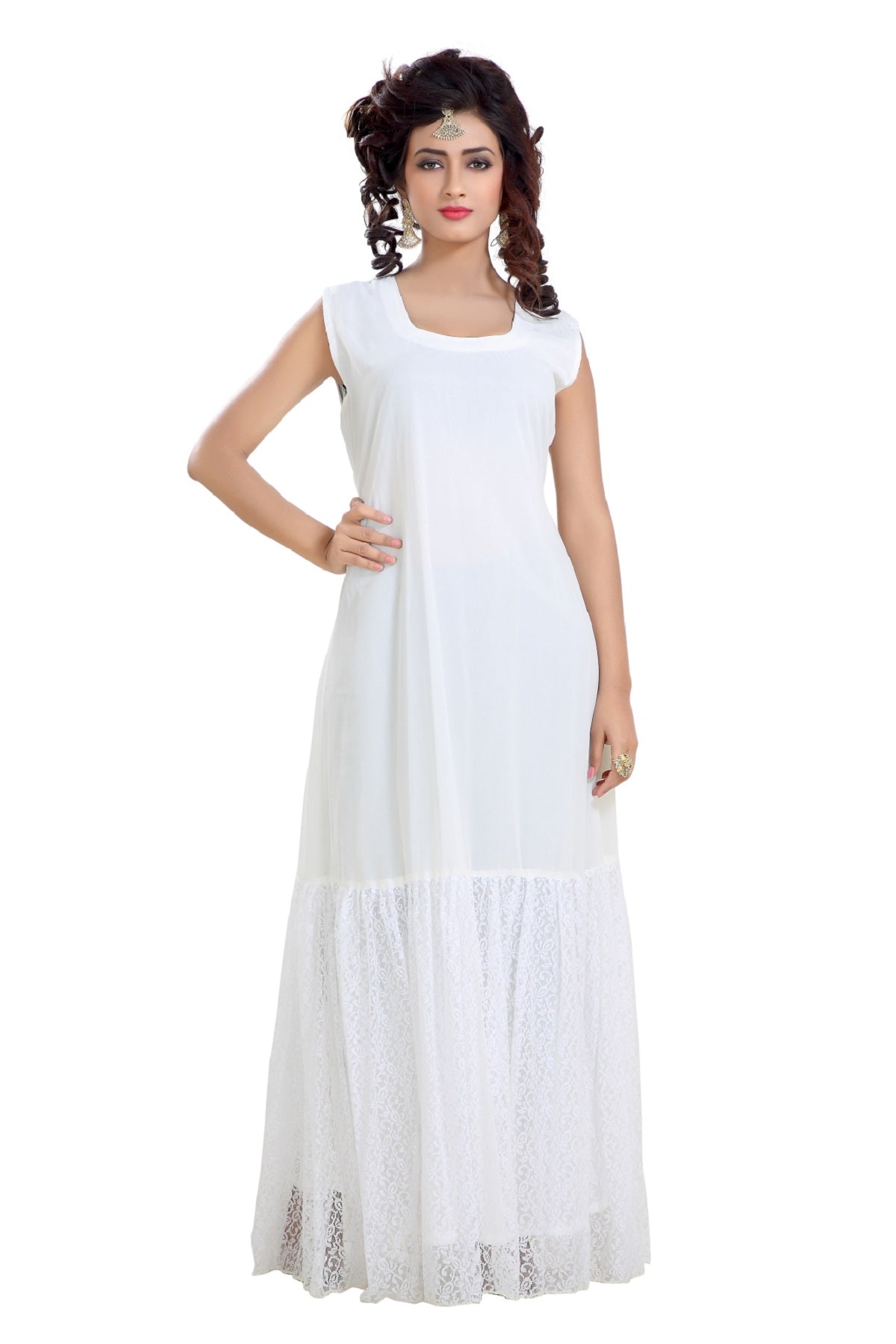chinese dress ladies Celestial Multi-Wrap Lace Maxi Dress (Cream) – Southern Alternative main image 1
