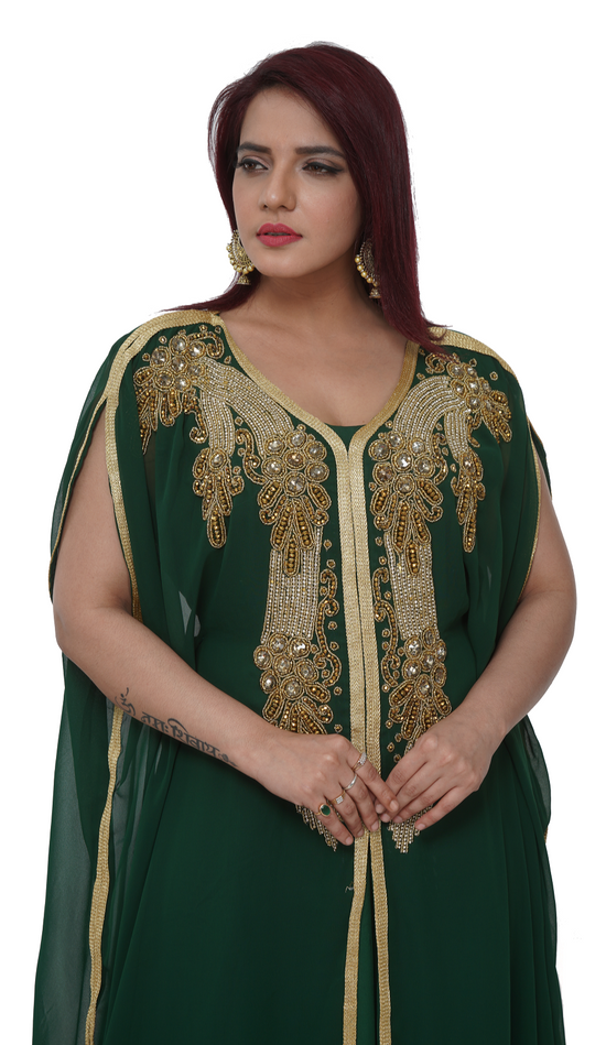 Designer Abaya With Golden Beads Maxi Gown - Maxim Creation