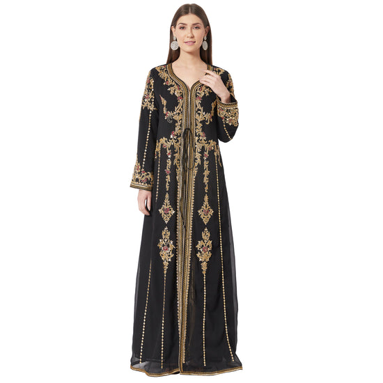 Moroccan Takchita Caftan Partywear Black Gown - Maxim Creation