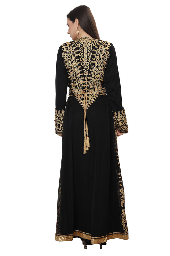 Traditional Jalabiya Karakou Embroidery Kaftan Gown - Maxim Creation