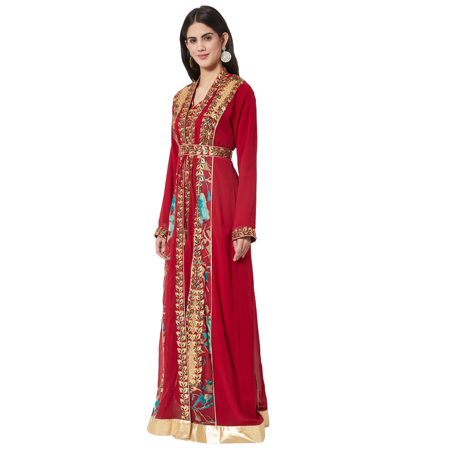Jellabiya Maxi Dress With Traditional Golden Embroidery Dress - Maxim Creation