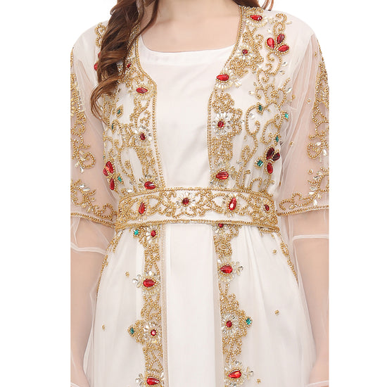 Women's Wedding Gown Hand-Embroidered Kaftan Abaya - Maxim Creation