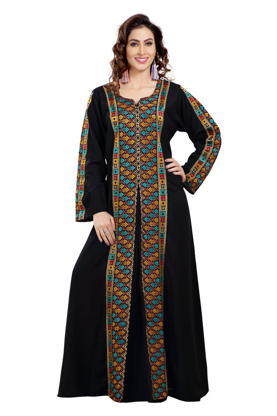 Multicolored Embroidered Farasha Luxe Gown - Maxim Creation