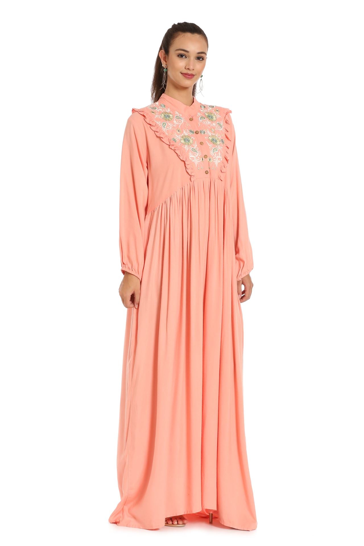 Kaftan Thread Embroidered Maxi Dress XS / 60 Inches