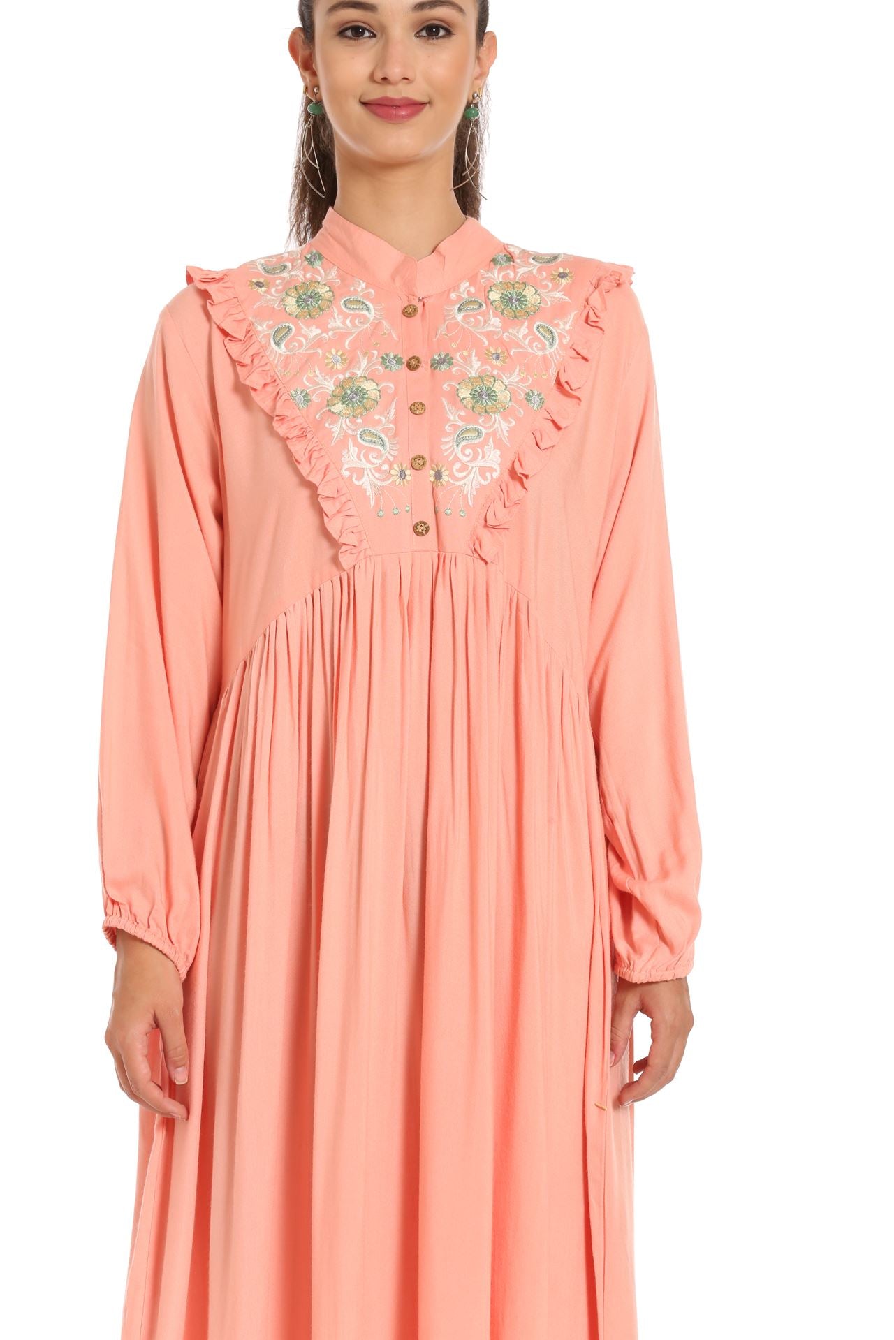 Kaftan Thread Embroidered Maxi Dress XS / 60 Inches Kaftan Thread Embroidered Maxi Dress XS / 60 Inches