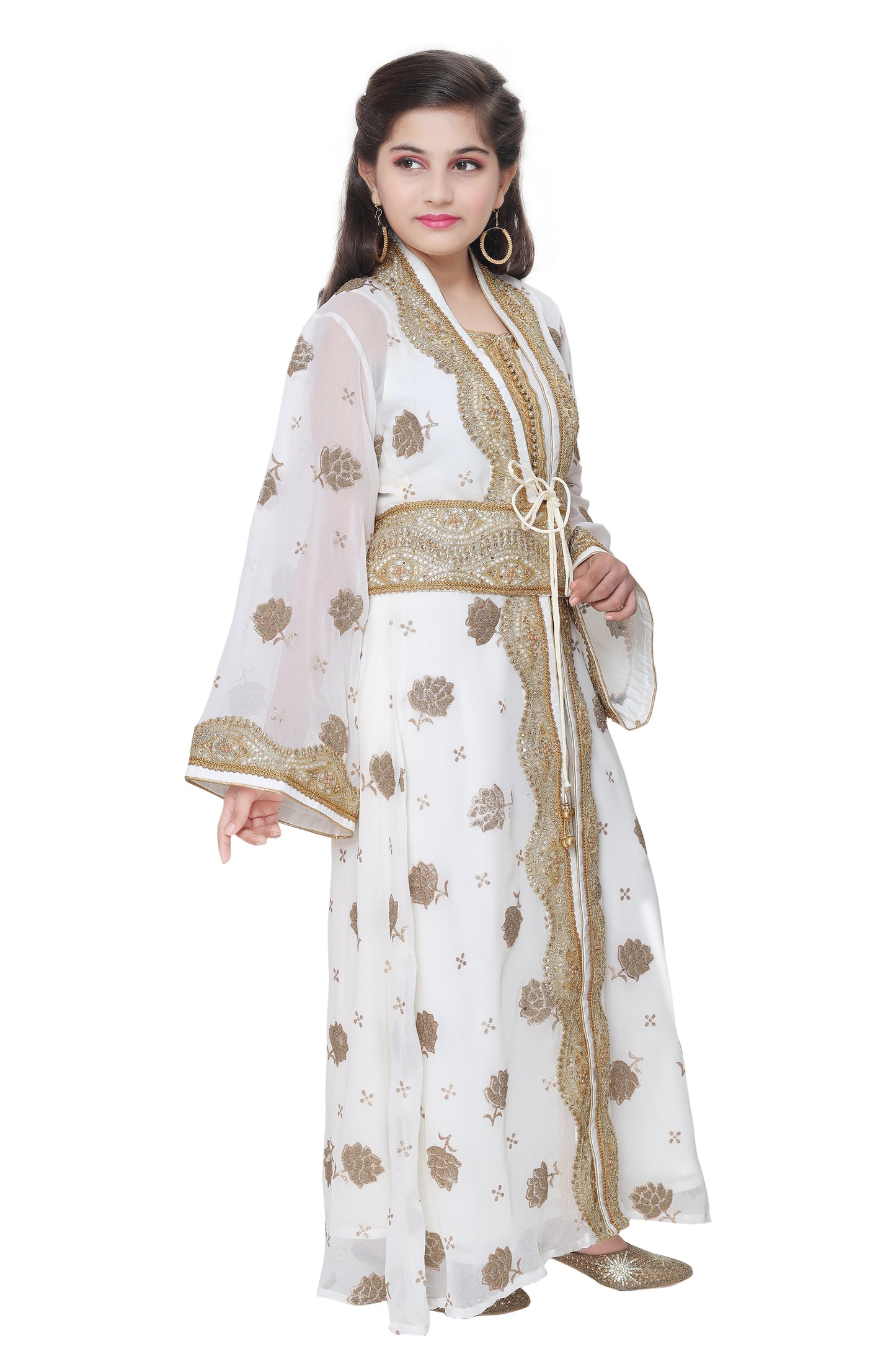 Arabian Maxi Self Printed Fabric Dress For Kids - Maxim Creation