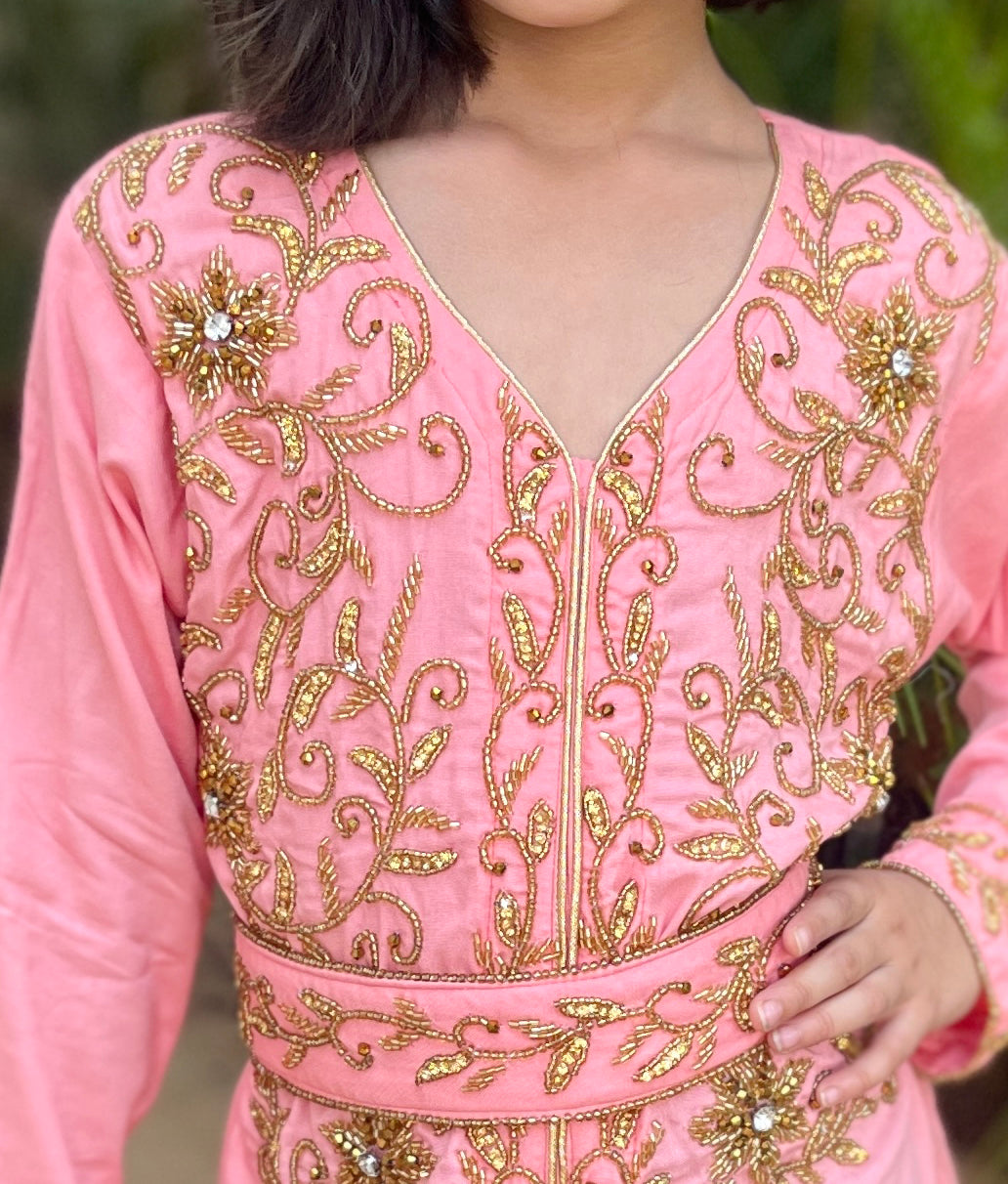 Children's Weddingwear Pink Designer Jalabiya Evening Dress Children's Weddingwear Pink Designer Jalabiya Evening Dress