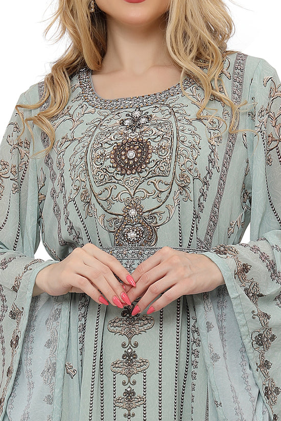 Digital Printed Dubai Caftan Maxi Dress