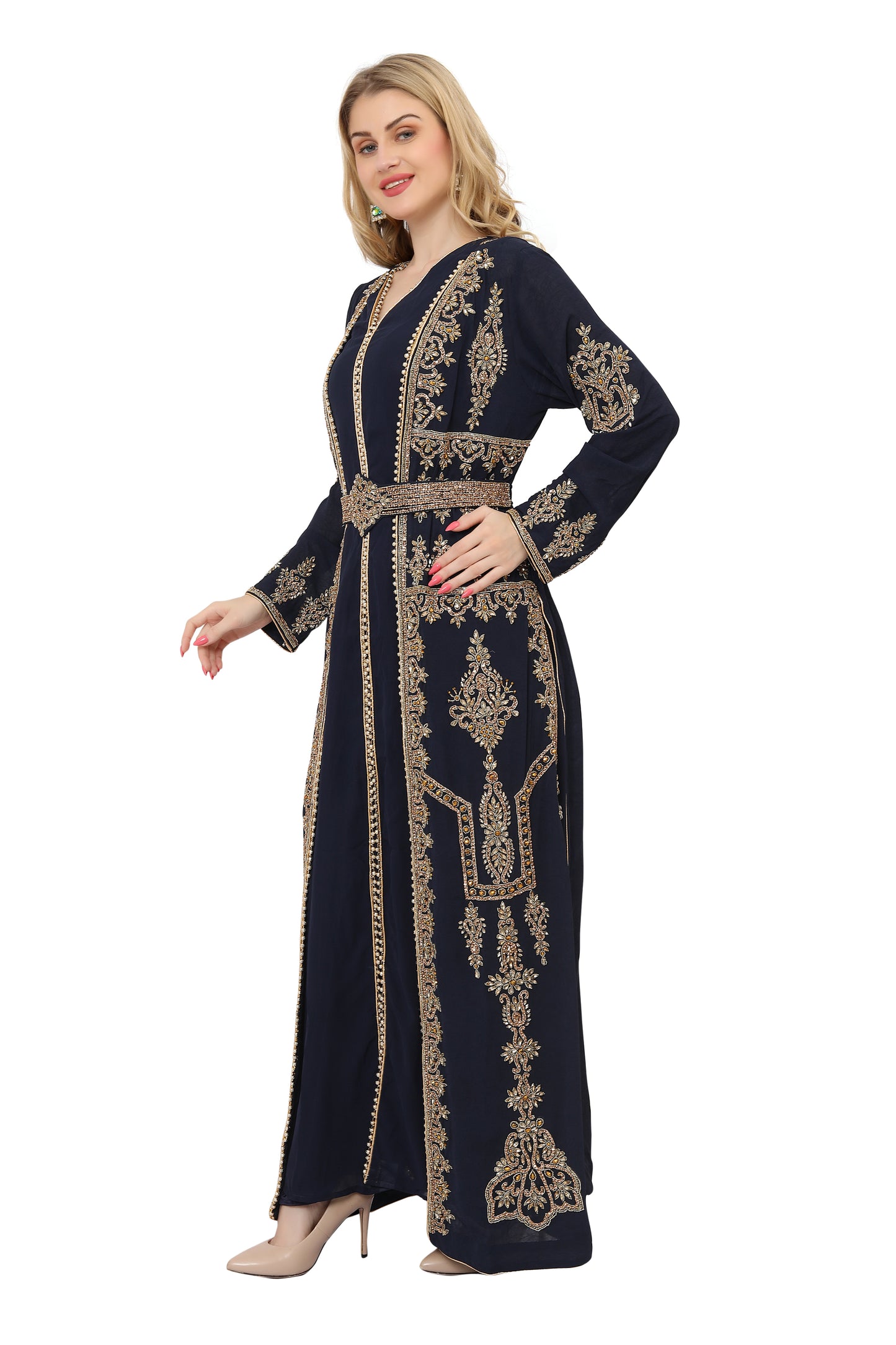 Load image into Gallery viewer, Designer Maghribi Kaftan Evening Tea Party Dress
