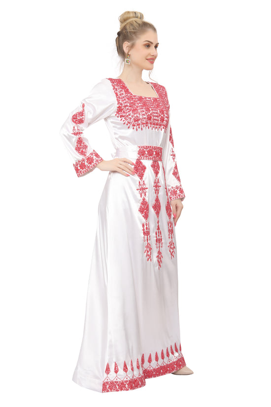 Load image into Gallery viewer, Designer Jalabiya Satin Kaftan Wedding Gown
