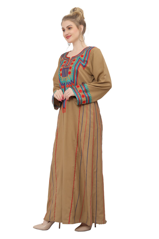 Load image into Gallery viewer, Traditional Caftan In Multicolor Embroidery Gown

