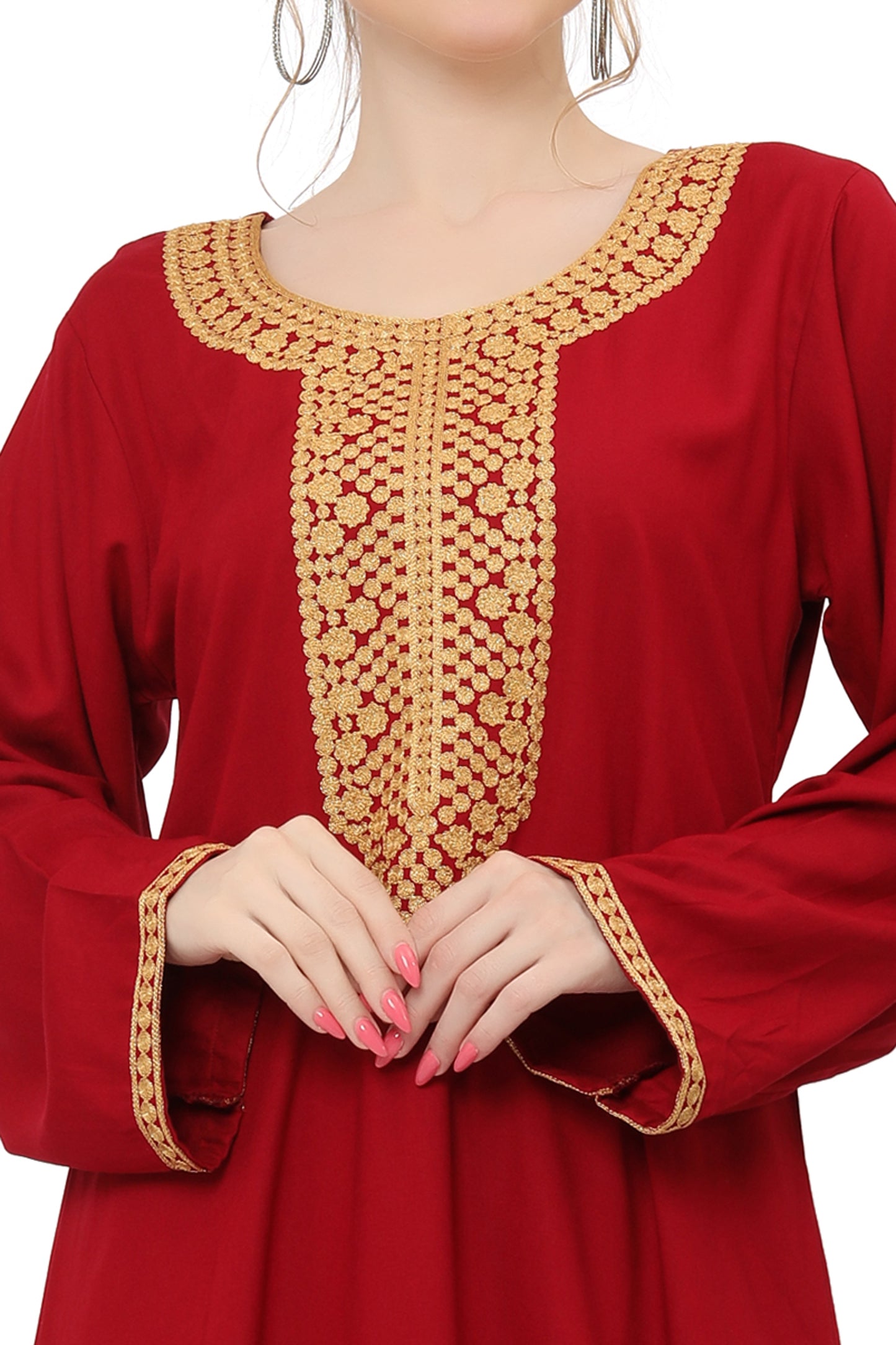 Designer Kaftan Gown With Golden Thread Work Maxim Creation Designer Kaftan Gown With Golden Thread Work Maxim Creation