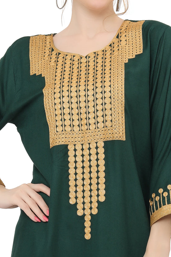 Golden Threadwork Embroidery Farasha Gown
