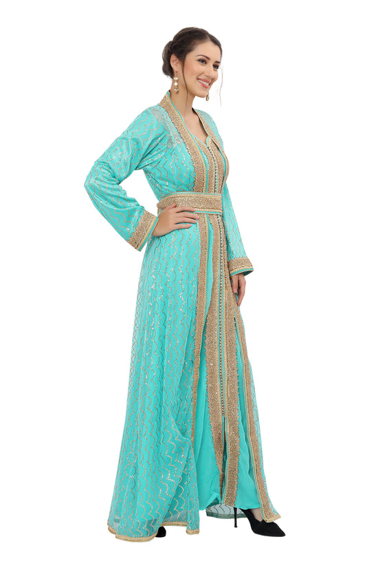Load image into Gallery viewer, Moroccan Catan Dress Khaleeji Thobe Gown
