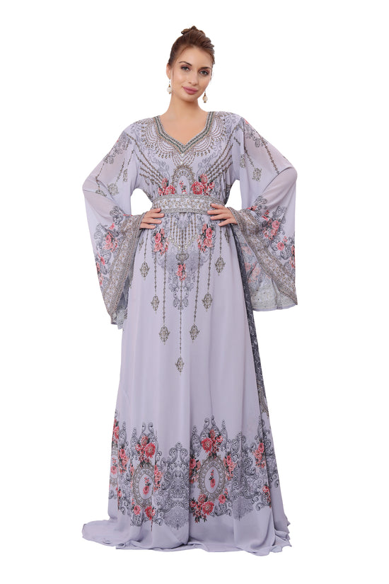 Arabian Gown With Digital Kaftan Party Dress