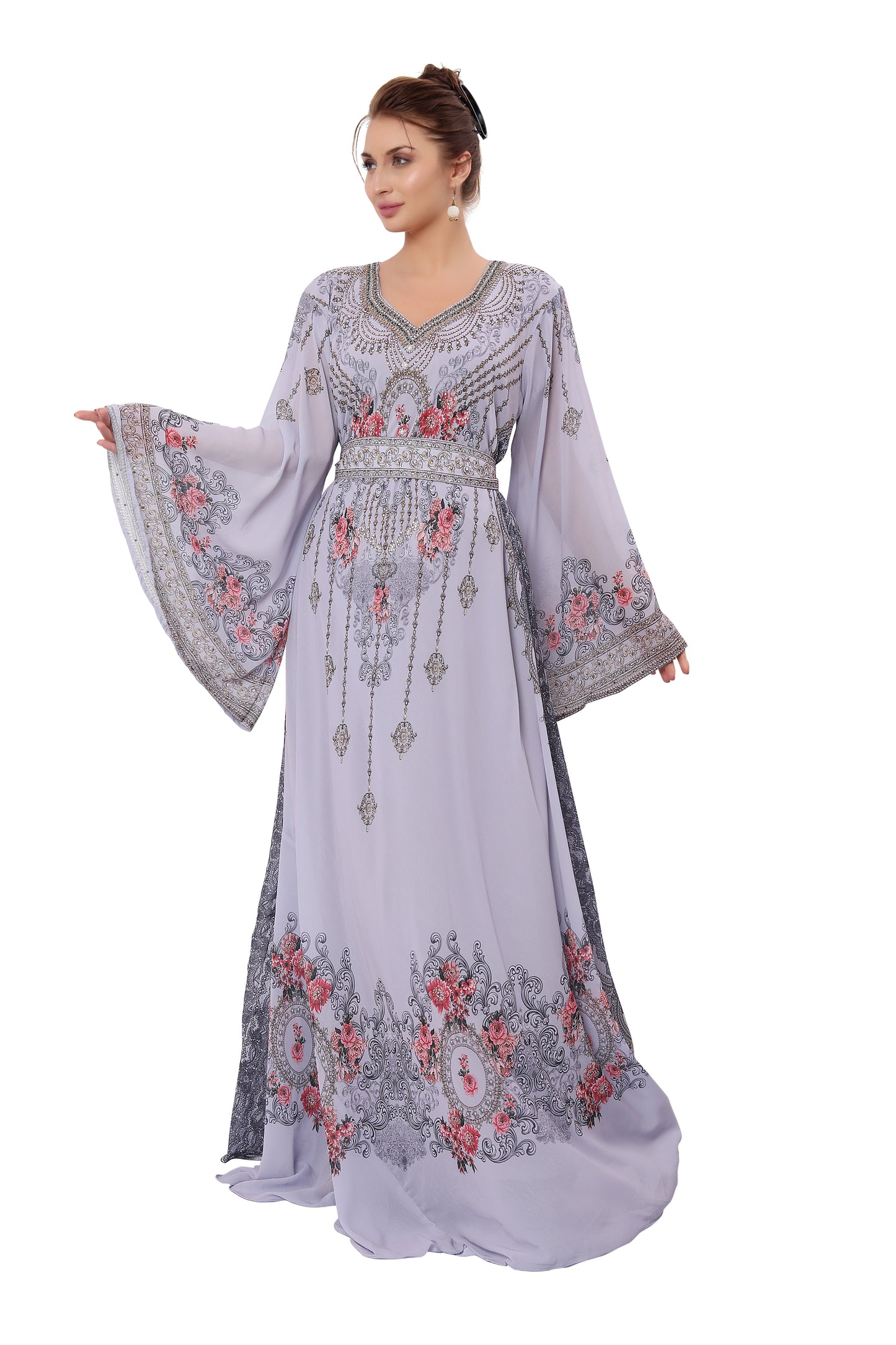 Charger l&amp;#39;image dans la galerie, Arabian Gown With Digital Kaftan Party Dress
