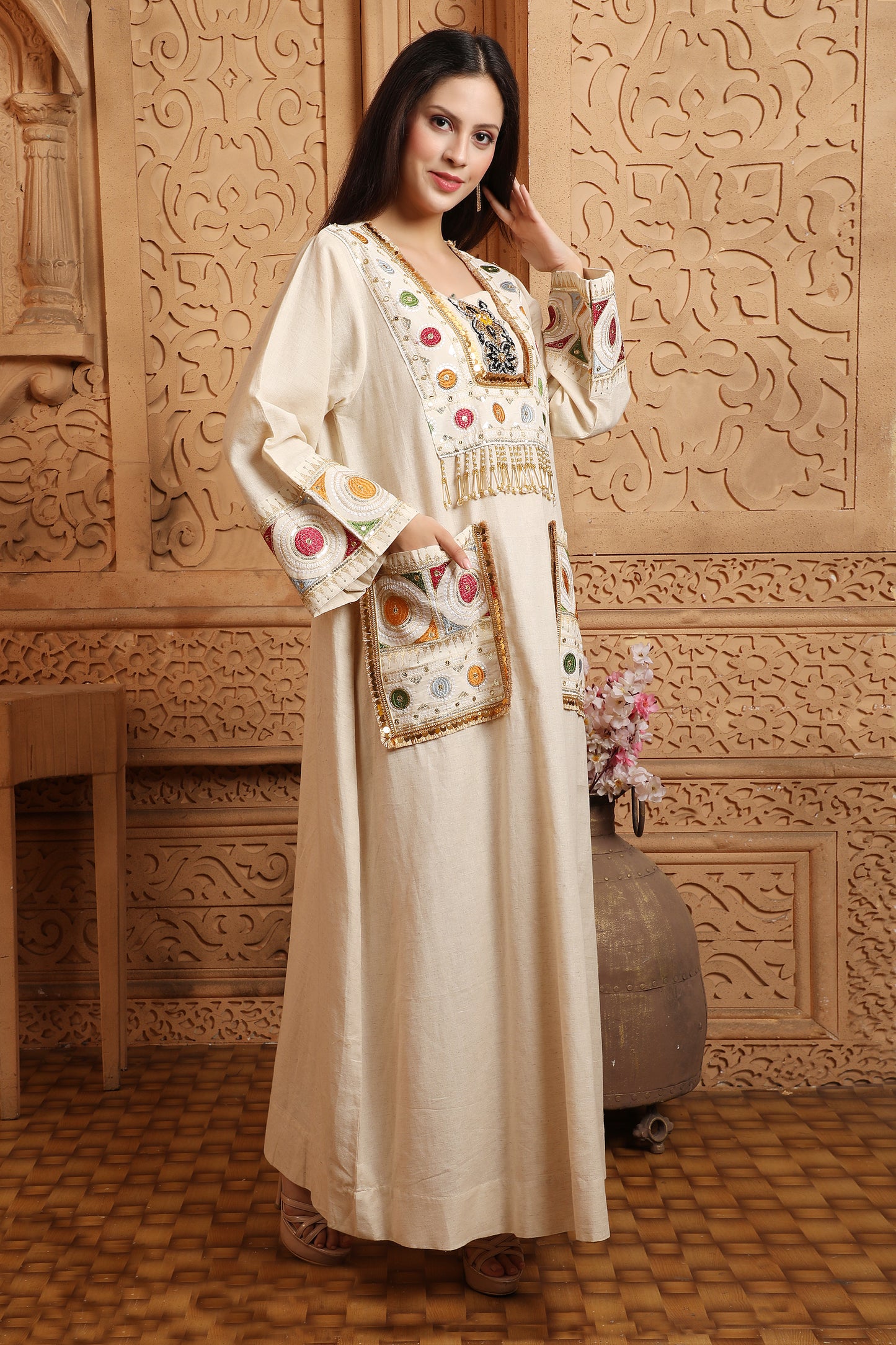 sequin abaya dress LM354 Plaid Sequin Abaya Dress