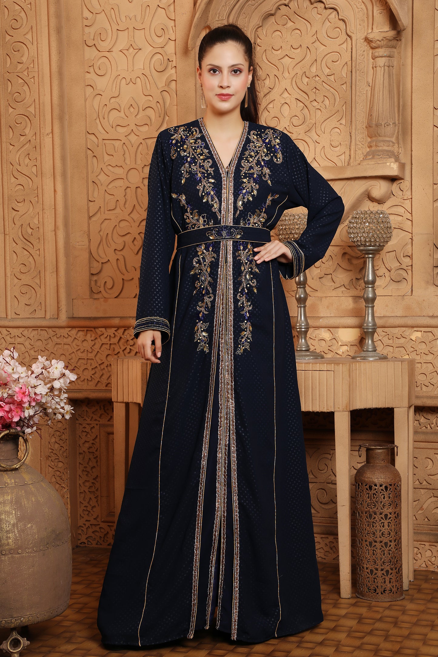 Robe Dress Velour Moroccan Kaftan Partywear Gown 5XL / 58 Inches / No Scarf Robe Dress Velour Moroccan Kaftan Partywear Gown 5XL / 58 Inches / No Scarf