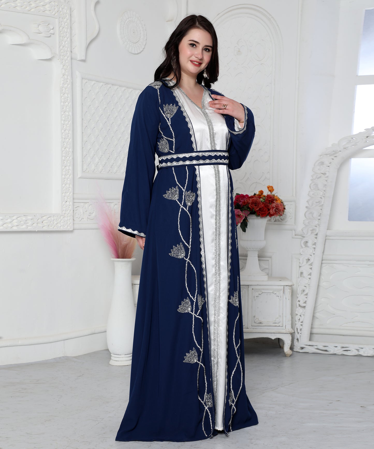 kaftan dress cutting Versatile multi-wear Kaftan Dress laser cut printed Fringes by Afroditi Hera - Fashion designer from Cyprus