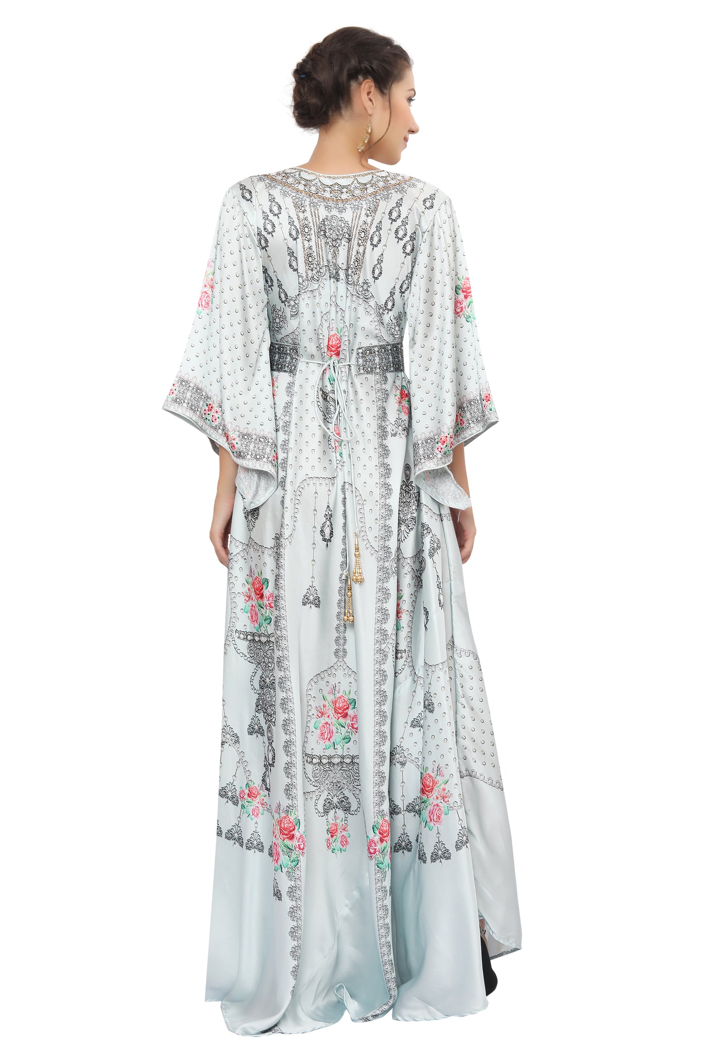 Designer Digital Printed Party Gown With Bell Sleeve