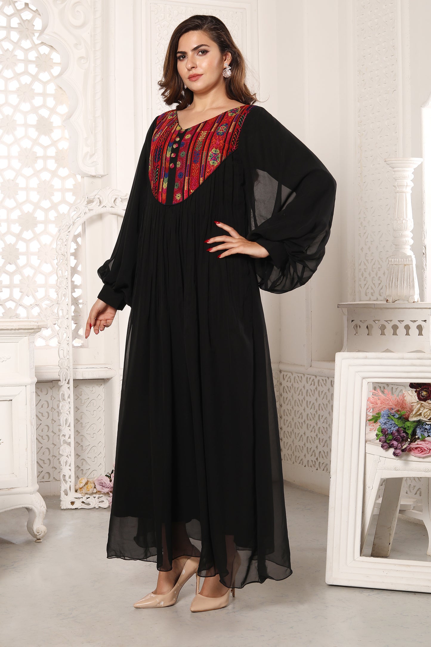 Little Black Dress Thread Embroidery Maxi by Maxim Creation Little Black Dress Thread Embroidery Maxi by Maxim Creation