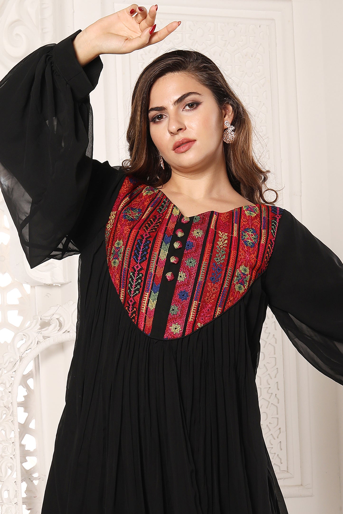 Little Black Dress Thread Embroidery Maxi by Maxim Creation M / 56 Inches / Matching Embroidered Scarf (24 X 71 Inches) Little Black Dress Thread Embroidery Maxi by Maxim Creation M / 56 Inches / Matching Embroidered Scarf (24 X 71 Inches)