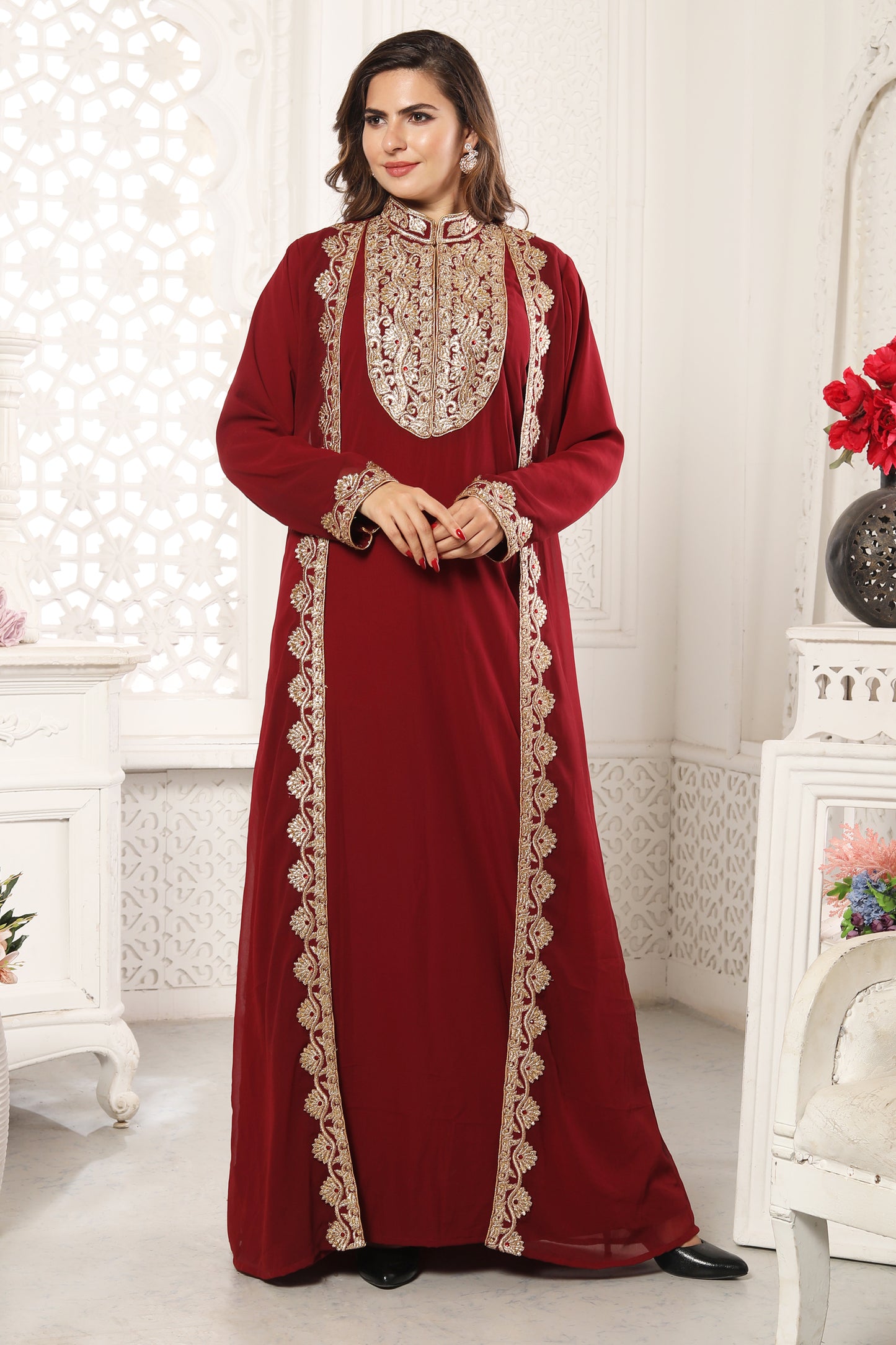 $52 - $64 - Embroidered Wedding Gowns, Embroidered Indian Wedding Gowns and Embroidered  Designer Outfits for Wedding Online Shopping