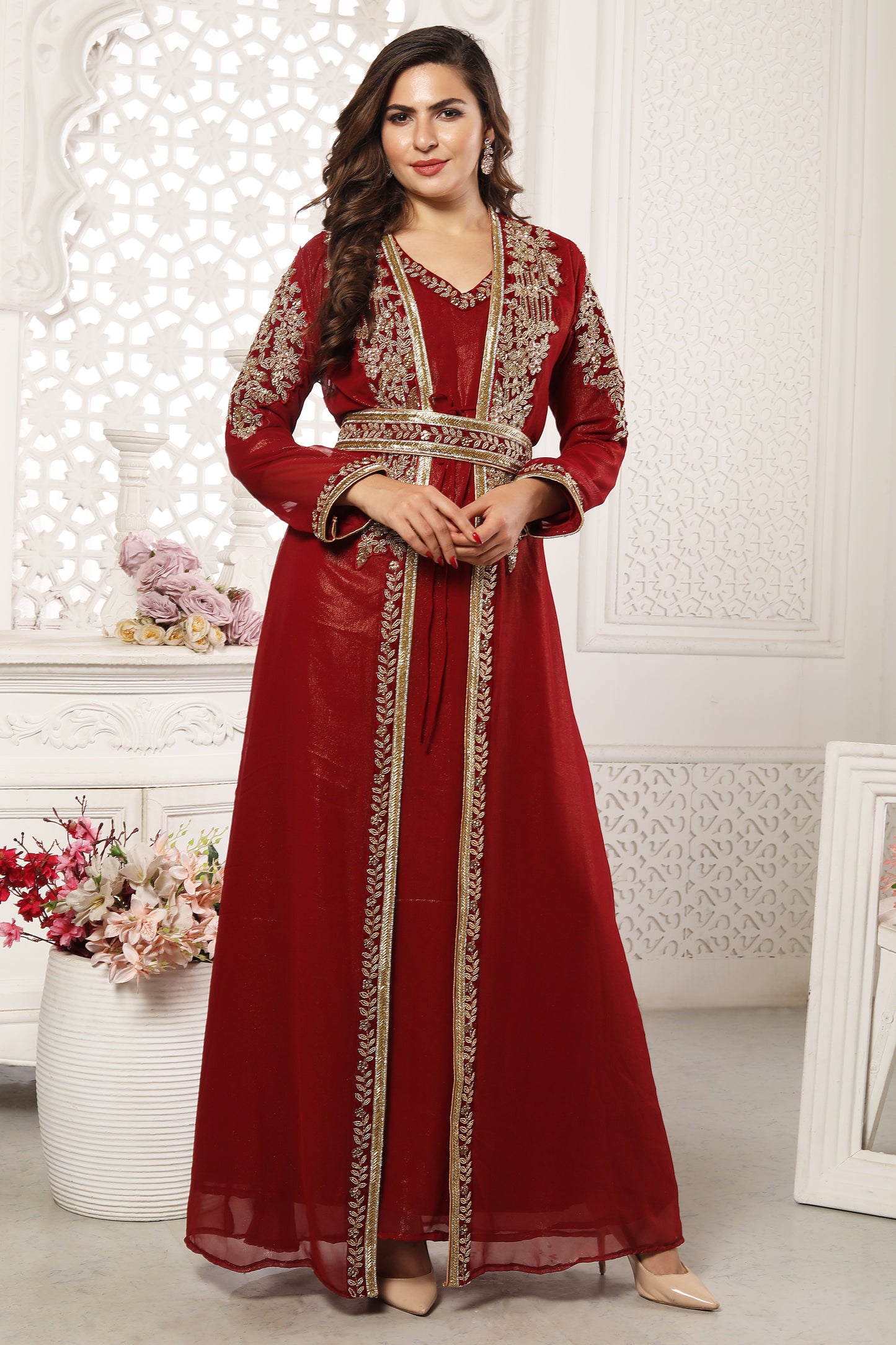 red moroccan dress Sale red wedding moroccan fancy kaftan abaya dubai gown ramadan dresses