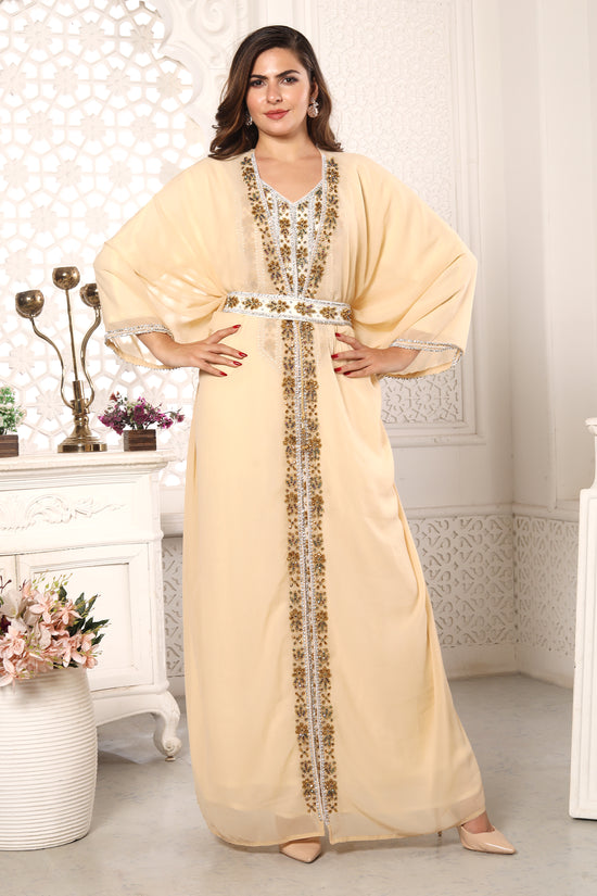 Eid Morocco Gown Women Takchita Beige Dress