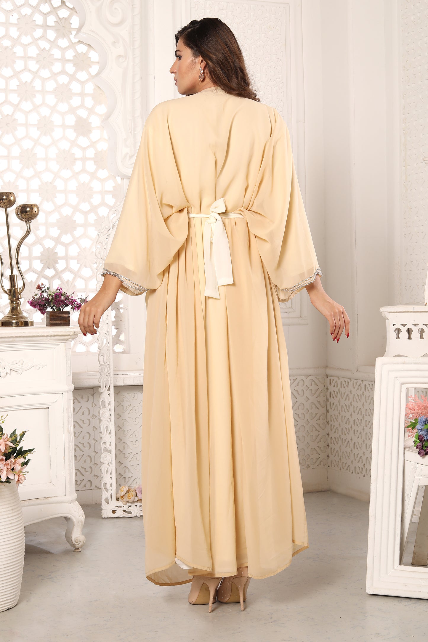 beige dress for women Traditional Dubai Kaftan for Eid Takchita Beige Dress for women