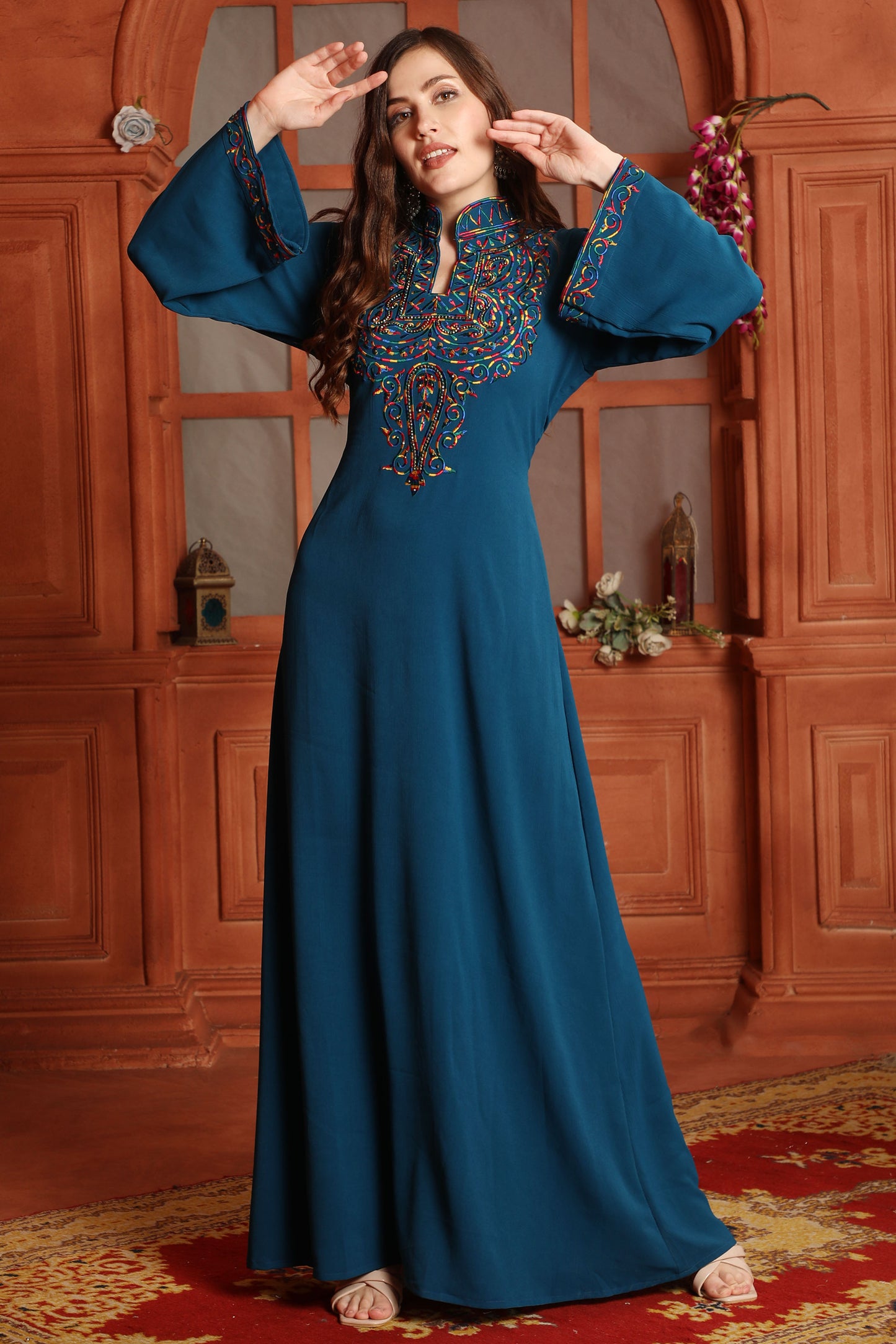 blue dress embroidery design Garden Blue Dress Teuta Matoshi