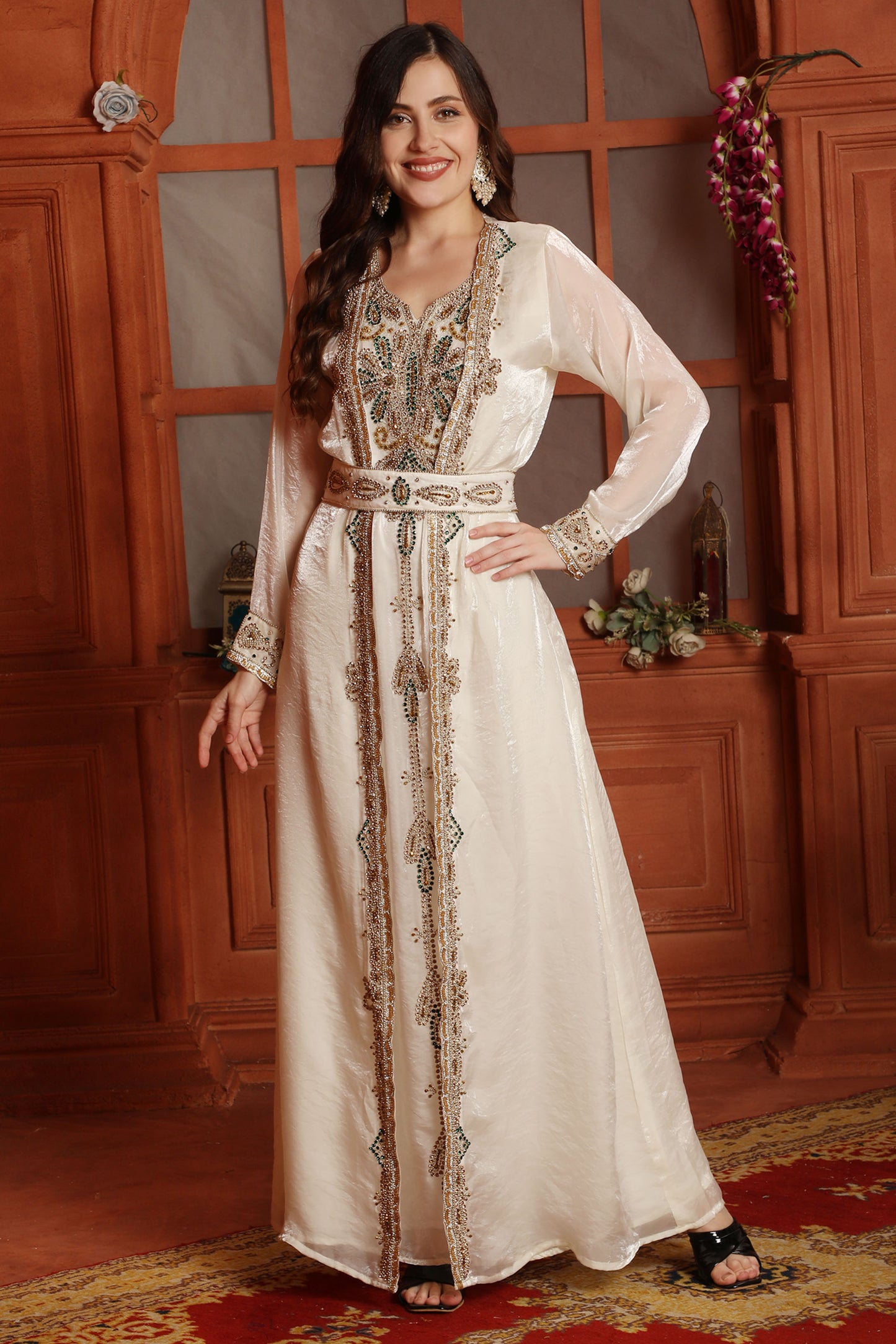 crystal embroidered wedding dress Romantic Sequined Pattern A line Wedding Dress V Neck Sleeveless Crystal Gowns