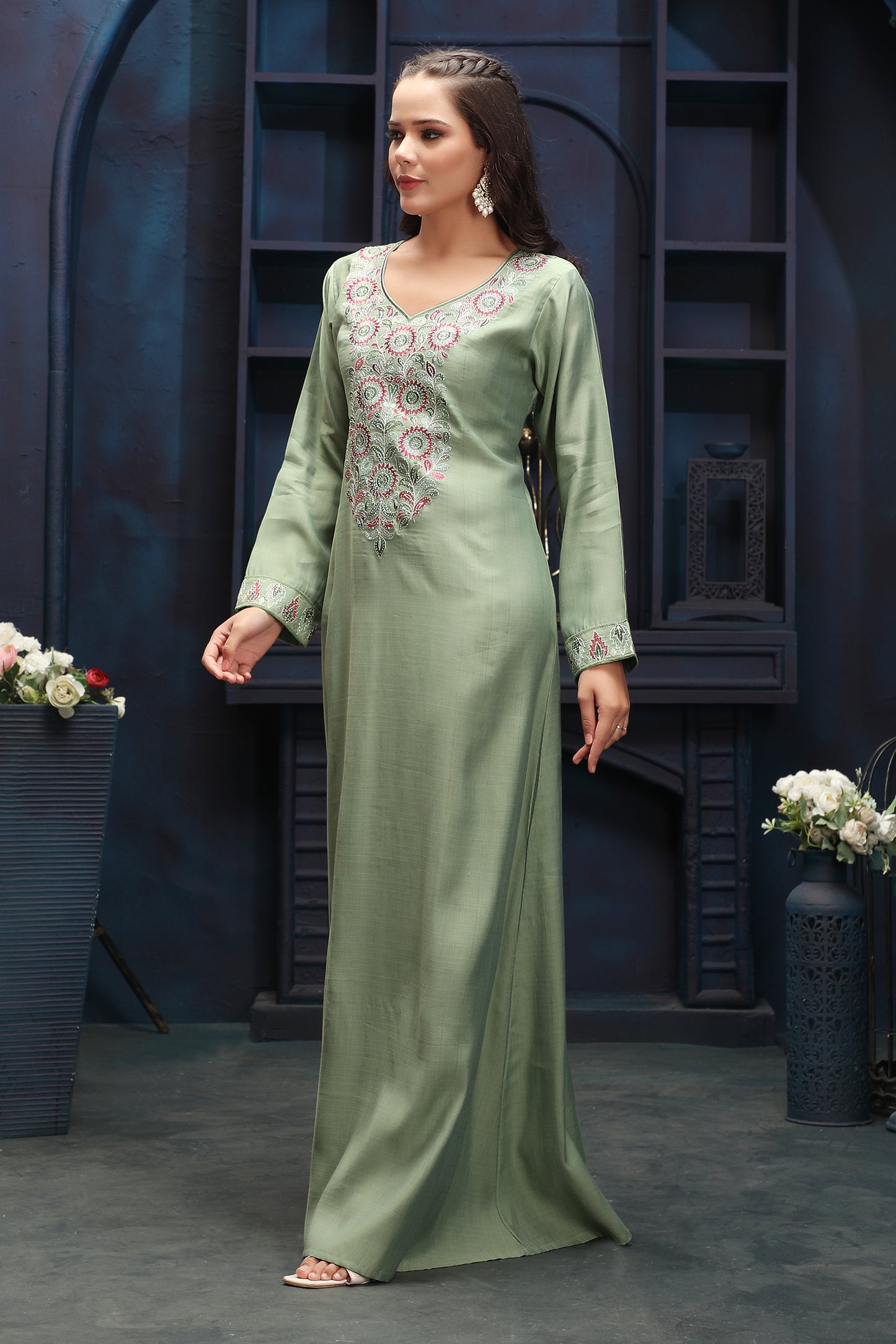 sage green embroidered dress Embroidered Sage Flower Girl Dress
